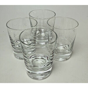 4 Vintage MCM Atomic Single Shot Glasses Star Dust by C G Quartzex Crystal 1950s